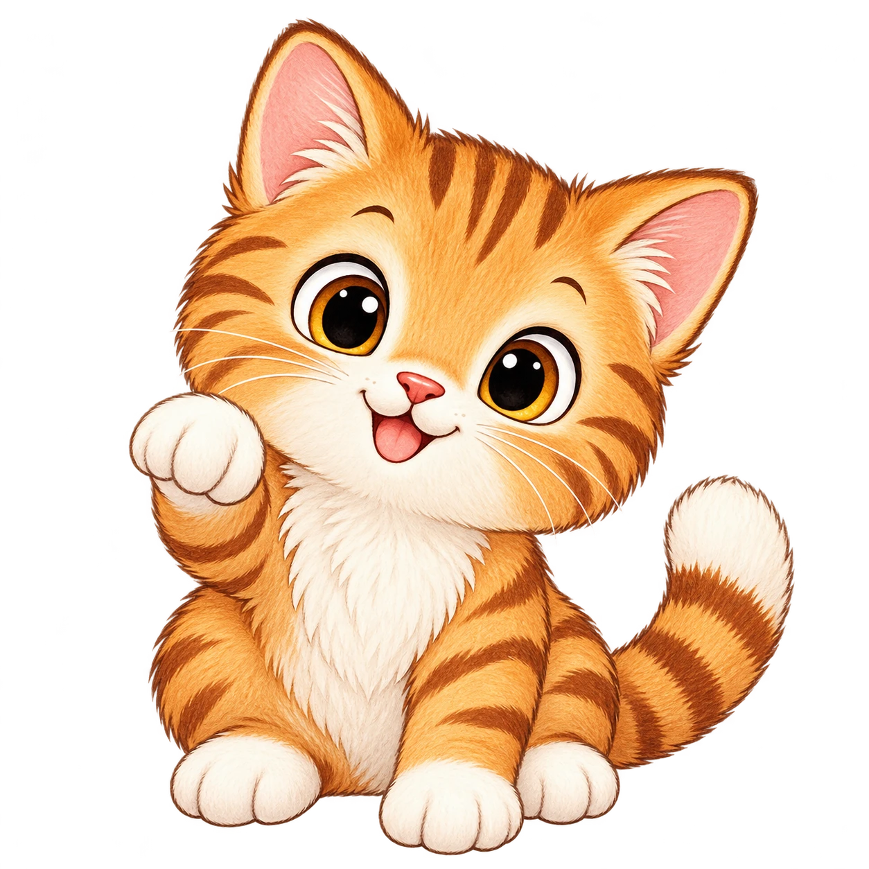 Amor, en glad orange kattunge med vita tassar